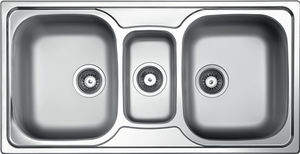 triple-bowl kitchen sink / stainless steel