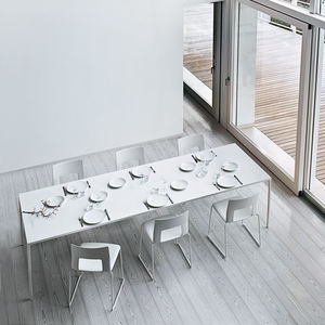 contemporary table / composite / lacquered steel / rectangular