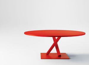 contemporary table / glass / steel / oak