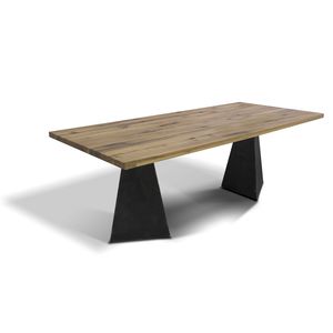 contemporary table / metal / oak / oiled wood