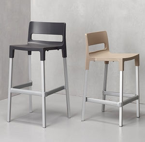 contemporary bar stool / aluminum / polypropylene / stackable