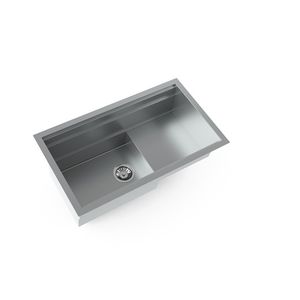 1-bowl kitchen sink / stainless steel / with drainboard