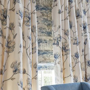 curtain fabric / floral pattern / cotton / linen