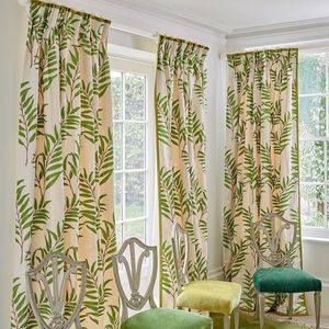 curtain fabric / floral pattern / cotton / linen
