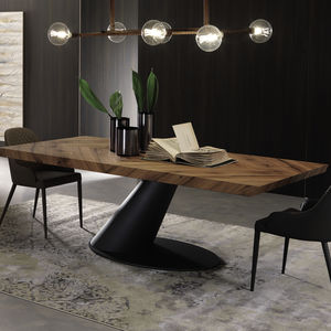 contemporary dining table / wooden / steel / rectangular