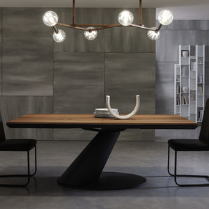 contemporary dining table / wooden / metal / rectangular