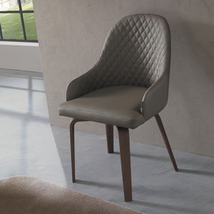 contemporary chair / with armrests / upholstered / wooden