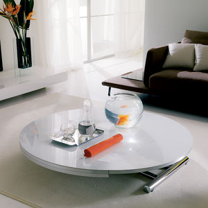 contemporary table / metal / round / oval