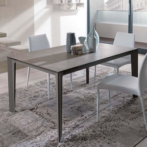 contemporary dining table / wooden / glass / rectangular