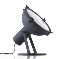 floor lamp / original design / aluminum / glass