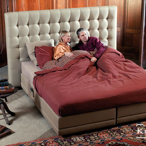 double bed headboard / contemporary / fabric / leather