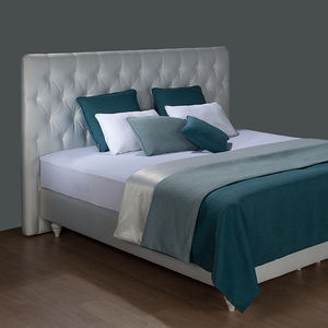 double bed headboard / contemporary / fabric / leather