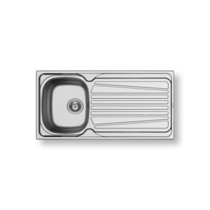 1-bowl kitchen sink / stainless steel / with drainboard