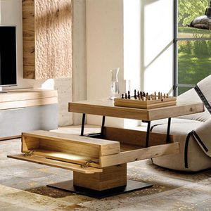 coffee table / unique design / oak / iron