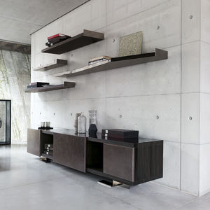 contemporary sideboard / metal / leather / sucupira