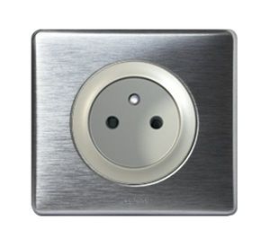 power socket / double / wall-mounted / metal