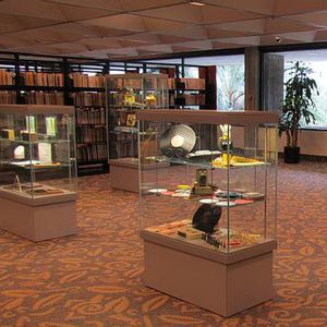 contemporary display case / metal / museum