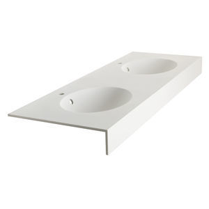 double washbasin / wall-mounted / oval / stone