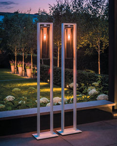 floor-standing lamp / contemporary / aluminum / glass