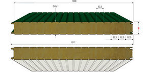facade sandwich panel / metal facing / rock wool core