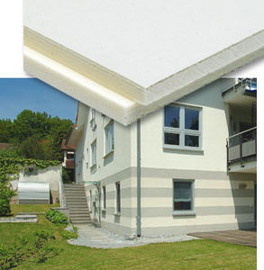 polyurethane (PUR) core two-component insulation board / plaster coated