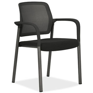 contemporary visitor chair / with armrests / upholstered / stackable