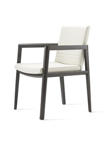 contemporary visitor chair / upholstered / with armrests / fabric
