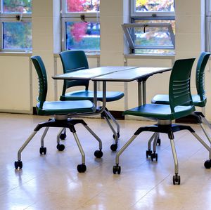 contemporary chair / on casters / tablet / adjustable