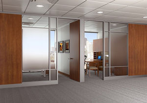 fixed partition / aluminum / wooden / glazed