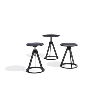 contemporary side table / wooden / cast aluminum / round