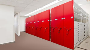 mechanical mobile shelving / archival / for offices / metal