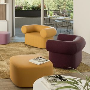 contemporary visitor armchair / leather / yellow