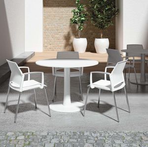 contemporary bistro table / melamine / round / white