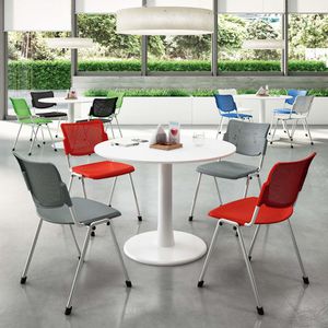 contemporary bistro table / glass / melamine / round