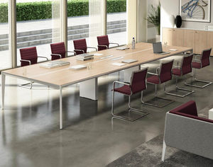 contemporary boardroom table / wooden / aluminum / rectangular