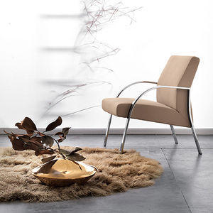 contemporary armchair / leather / metal / commercial