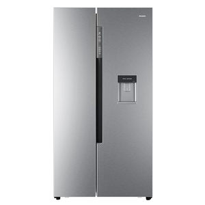 residential refrigerator-freezer / American / gray / with water dispenser
