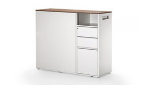 low bookcase / contemporary / for offices / wooden