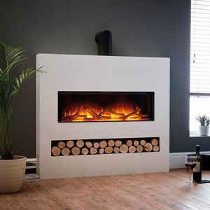electric fireplace / contemporary / closed hearth / built-in
