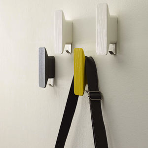 contemporary coat hook / stainless steel / wooden / double