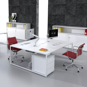 workstation desk / metal / glass / melamine