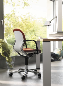 contemporary office chair / fabric / leather / polished steel