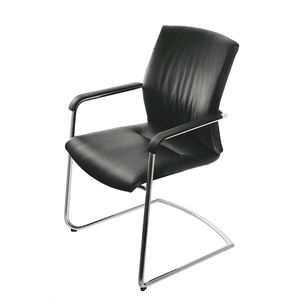 contemporary visitor chair / fabric / leather / with armrests