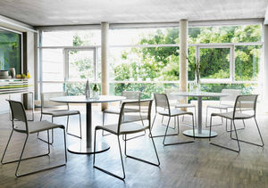 contemporary table / lacquered wood / rectangular / round