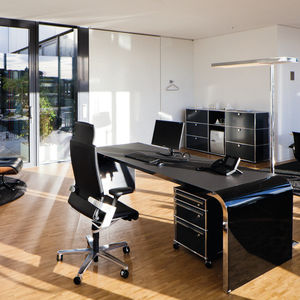contemporary executive chair / leather / fabric / on casters