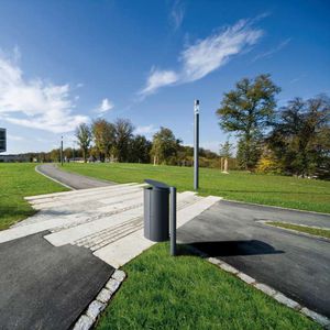 public trash can / galvanized steel / contemporary