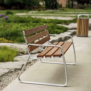 public bench / contemporary / wooden / cast aluminum