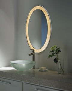wall-mounted mirror / contemporary / oval / illuminated
