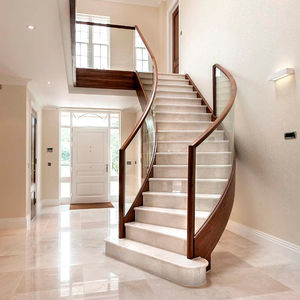 circular staircase / stone steps / wooden frame / with risers