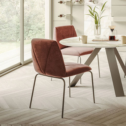 Contemporary Chair MANTRA Ronda Design Velvet Leather Metal Base